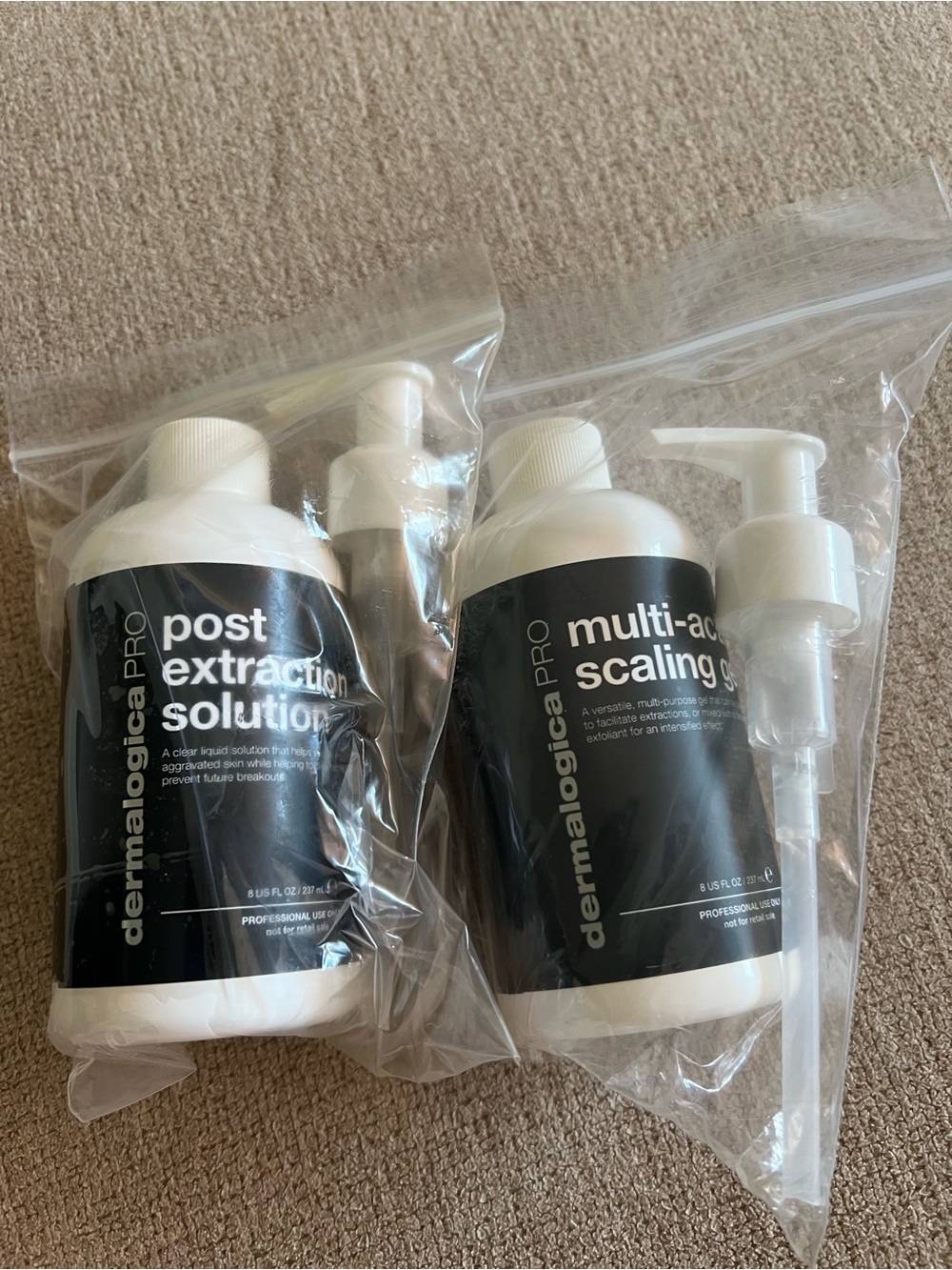 dermalogica White Bottles with Black Labels - Skincare Exfoliant Set